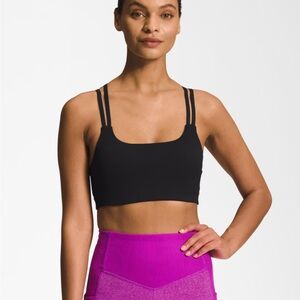 NWT North Face dune sky Black Strappy Sports Bra - M